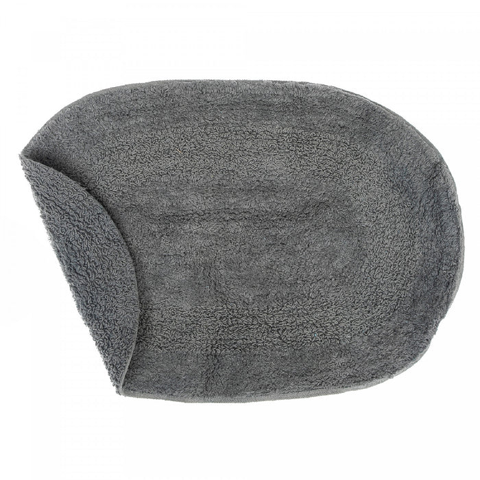 Tapis de salle de bain ovale uni gris réversible 16 x 24 en coton - ensemble de 2