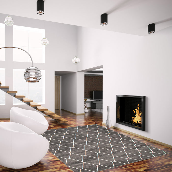 Carpette August gris foncéblanc 6 pi 7 po x 9 pi 6 po