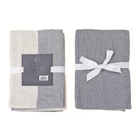 Paquet de 3 linges à vaisselle cendrés à motif gaufré double pour la cuisine