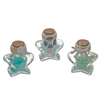 Bouteille en verre en forme d’étoile avec pierres, coquillages et décorations - ensemble de 6