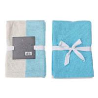 Paquet de 3 linges à vaisselle de couleur ciel à motif gaufré double pour la cuisine