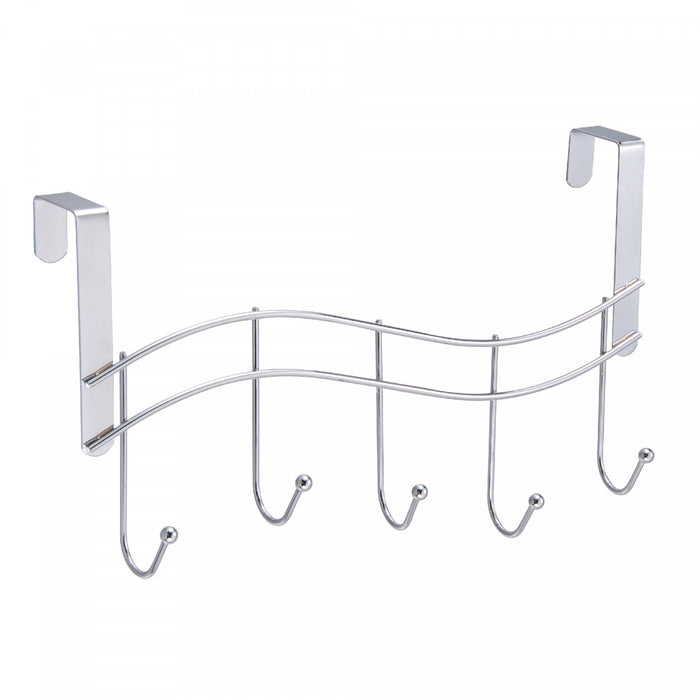 Delgado - accessoire pour la salle de bain à 5 crochets en forme de vagues à accrocher sur la porte