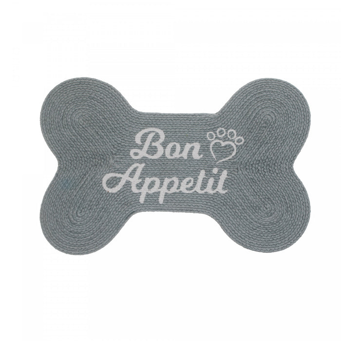 Tapis de plancher pour animaux « Bon appétit » en forme d’os en coton tressé