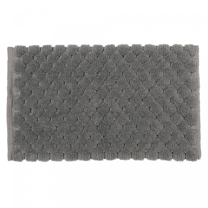 Tapis de salle de bain 20 x 32 gris tissé à la main avec pompon 