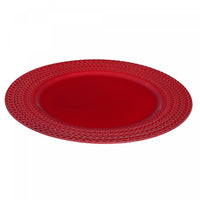 Assiette de présentation de 13 po rouge ornée de tresses - ensemble de 6