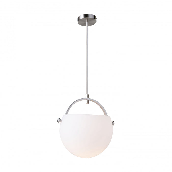 Luminaire suspendu Single en verre opalin et nickel satiné