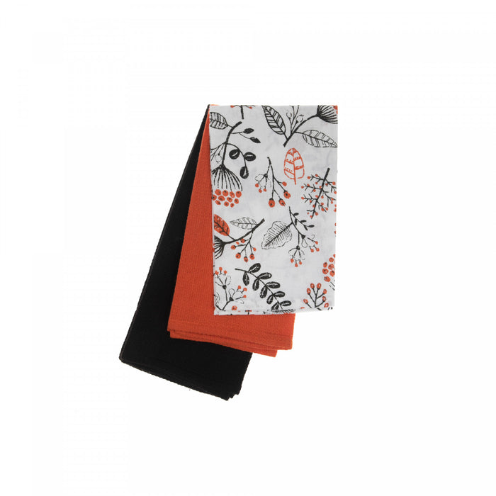 Ensemble de 3 linges à vaisselle à motif de fleurs de kaki - ensemble de 2