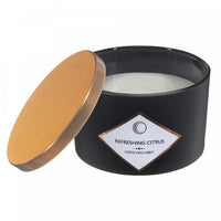 Bougie parfumée noir mat de 14 oz à 3 mèches à arôme d’agrumes rafraîchissants