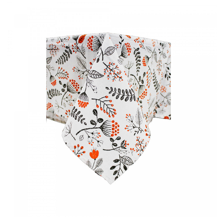 Nappe ronde de 60 po en coton ornée de fleurs de kaki