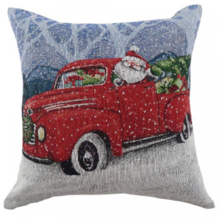 Coussin orné du père Noël dans un camion - ensemble de 2 coussins