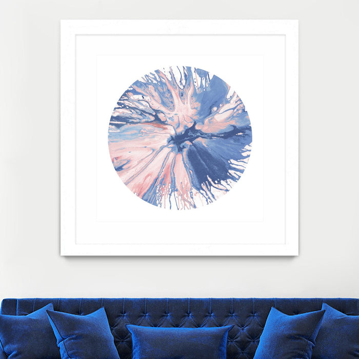 Œuvre d’art murale encadrée blanche et mate « Spin Art 21 » 30 x 30