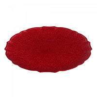 Assiette de service ronde rouge texturée - ensemble de 6