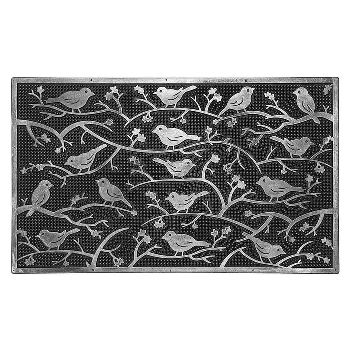 Tapis de plancher orné d’oiseaux perchés sur des branches, en caoutchouc