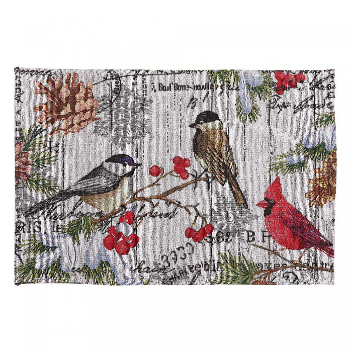 Napperon en tapisserie sans revers orné d’oiseaux sur une branche - ensemble de 12