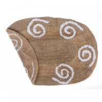 Tapis de salle de bain ovale taupe réversible 16 x 24 en coton à motifs tourbillonnants - ensemble de 2