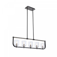 Luminaire pour îlot Cheshire noir et nickel à 5 ampoules