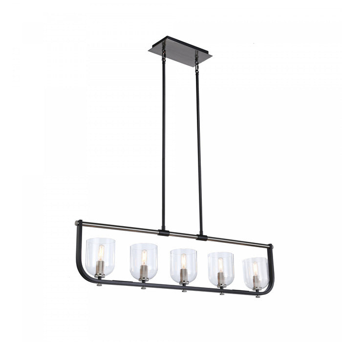 Luminaire pour îlot Cheshire noir et nickel à 5 ampoules