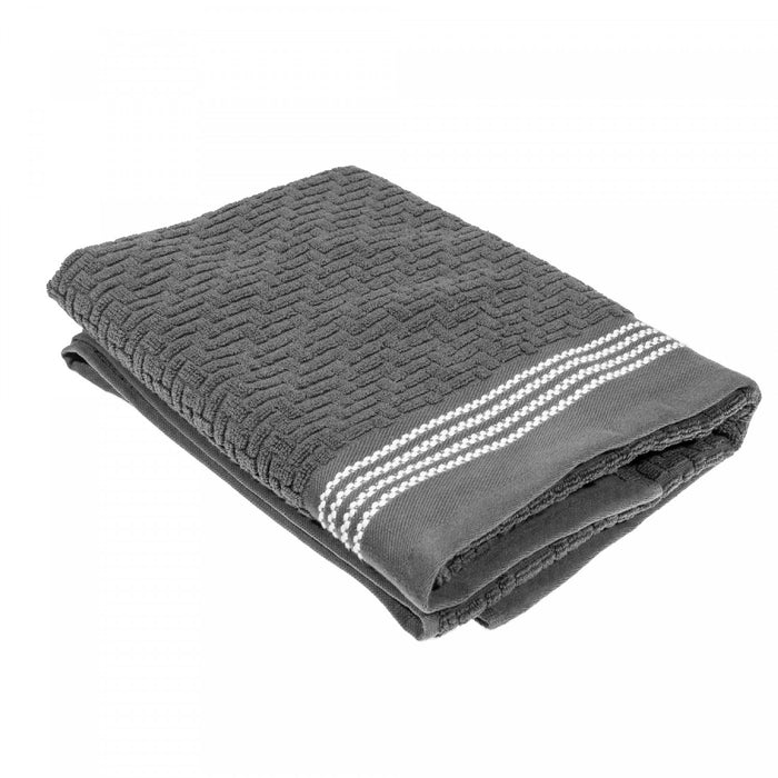 Serviette de bain brodée luxueuse 27 x 50 gris froid - ensemble de 2 serviettes