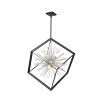 Lustre Sunburst noir mat et chromé à 8 ampoules
