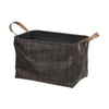 Panier de rangement rectangulaire chocolat en toile de polyester plastifié avec poignées