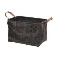 Panier de rangement rectangulaire chocolat en toile de polyester plastifié avec poignées