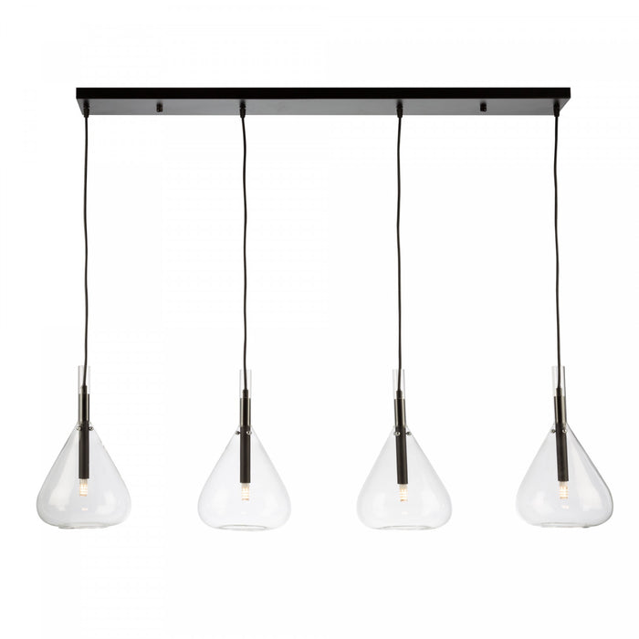 Luminaire suspendu Conic noir à 4 ampoules