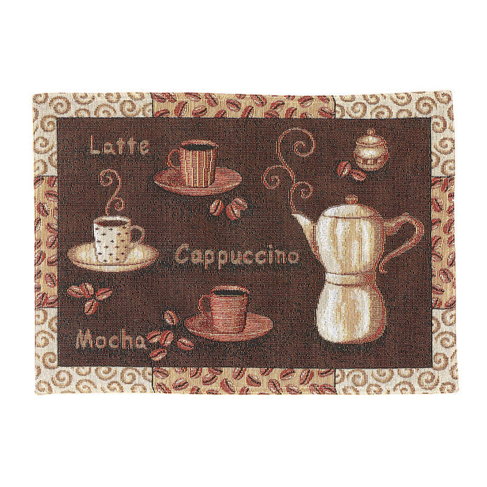 Napperon 13 x 18 en tapisserie orné de types de café - ensemble de 12