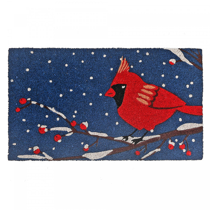 Paillasson en fibre de coco orné d’un cardinal à minuit