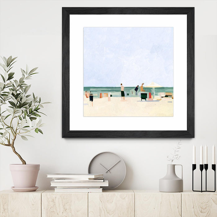 Œuvre d’art murale encadrée noire et mate « Family Vacation I » 30 x 30