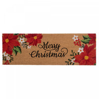 Paillasson 16 x 48 en fibre de coco orné de poinsettias et « Merry Christmas »