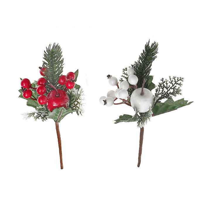 Décoration florale avec baies et pin - ensemble de 12 fleurs artificielles