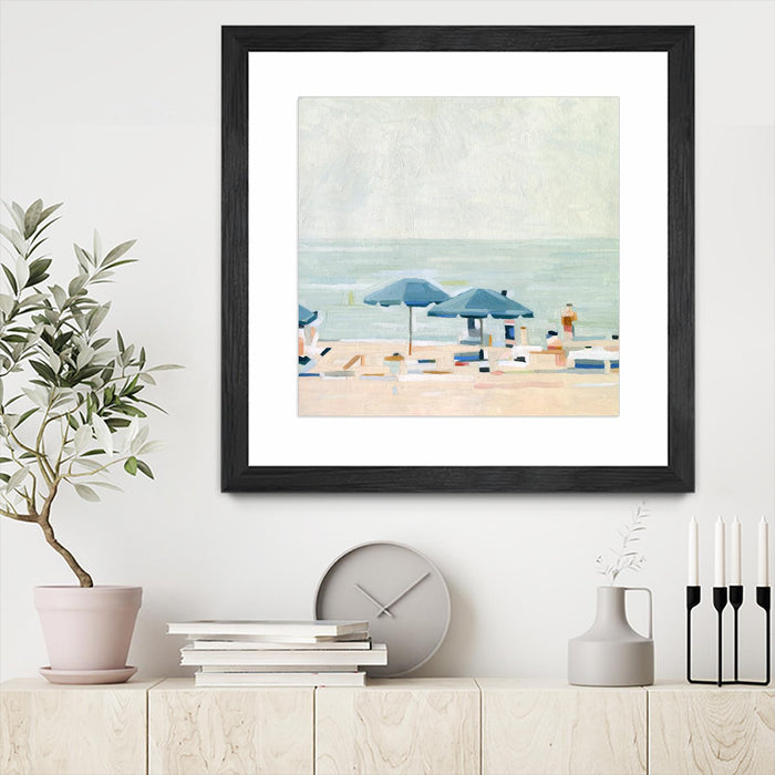 Œuvre d’art murale encadrée noire et mate « If It's The Beaches I » 30 x 30