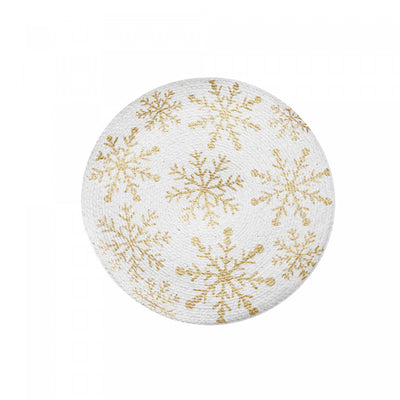 Foil Printed Snowflake Cotton Rope Placemat Gold - Set of 12|Napperon imprimé en corde de coton avec flocons de neige en aluminium doré - ensemble de 12