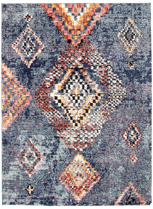 Carpette Makondo Mosaique bleu - 6 pi 7 pox 9 pi 6 po