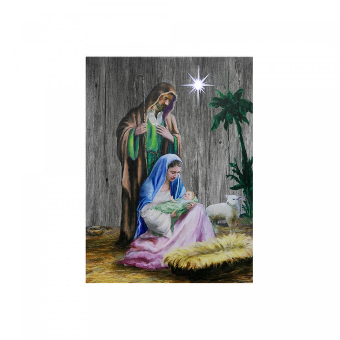 Œuvre d'art murale sur toile à DEL 12 x 16 représentant une crèche de Noël