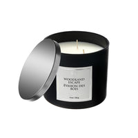 Bougie parfumée de luxe de 14 oz à 3 mèches arôme d’évasion des bois avec couvercle - ensemble de 2