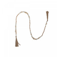 Guirlande de perles en bois naturel avec glands