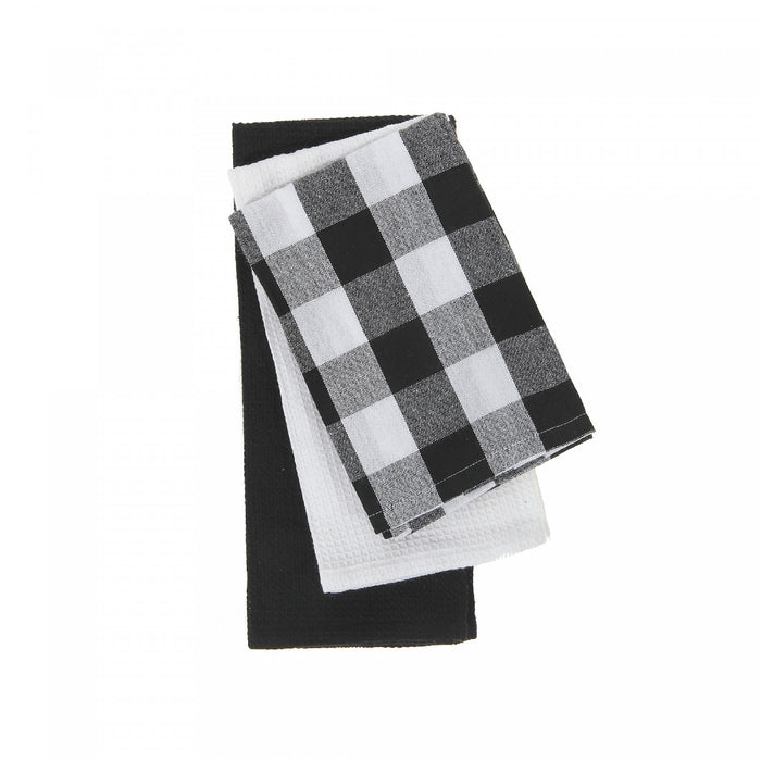 Ensemble de 3 linges à vaisselle à point à carreaux blanc - ensemble de 2