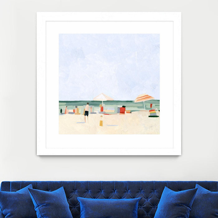 Œuvre d’art murale encadrée blanche et mate « Family Vacation Ii » 30 x 30
