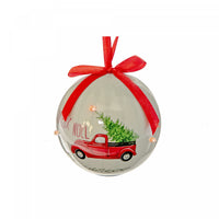 Ornement à DEL représentant un camion rouge avec l’inscription « Joyeux Noël », avec un ruban - ensemble de 12 ornements de Noël