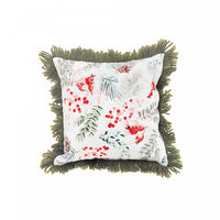 Coussin à estampe numérique de baies et de pin avec frange - ensemble de 2 coussins