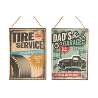 Panneau mural « Tire Service » et « Dad’s Garage » en métal ondulé - ensemble de 2