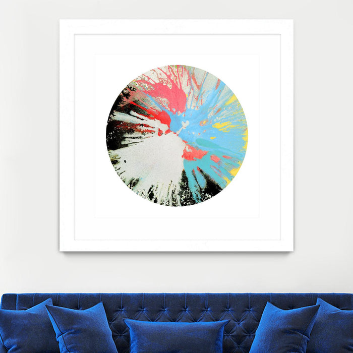 Œuvre d’art murale encadrée blanche et mate « Spin Art 10 » 36 x 36