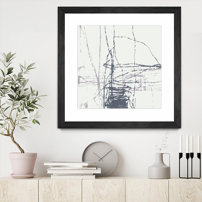 Œuvre d’art murale encadrée noire et mate « Chalk Doodles G » 36 x 36