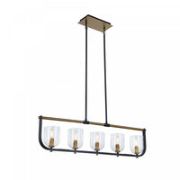 Luminaire pour îlot Cheshire noir et laiton à 5 ampoules