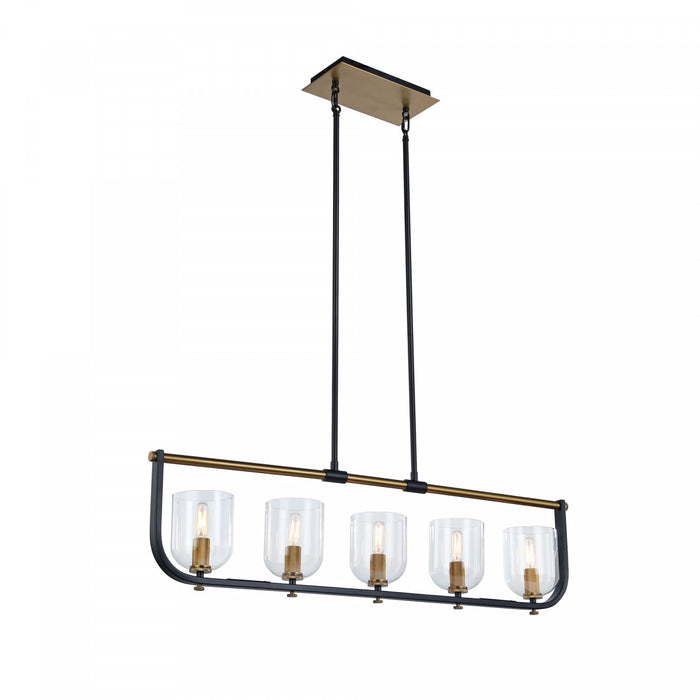 Luminaire pour îlot Cheshire noir et laiton à 5 ampoules