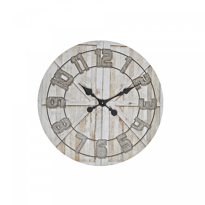 Horloge murale ronde à motif de porte de grange