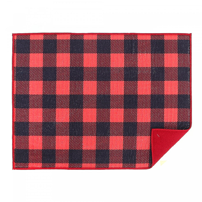 Tapis d’égouttage en microfibre à point à carreaux rouge