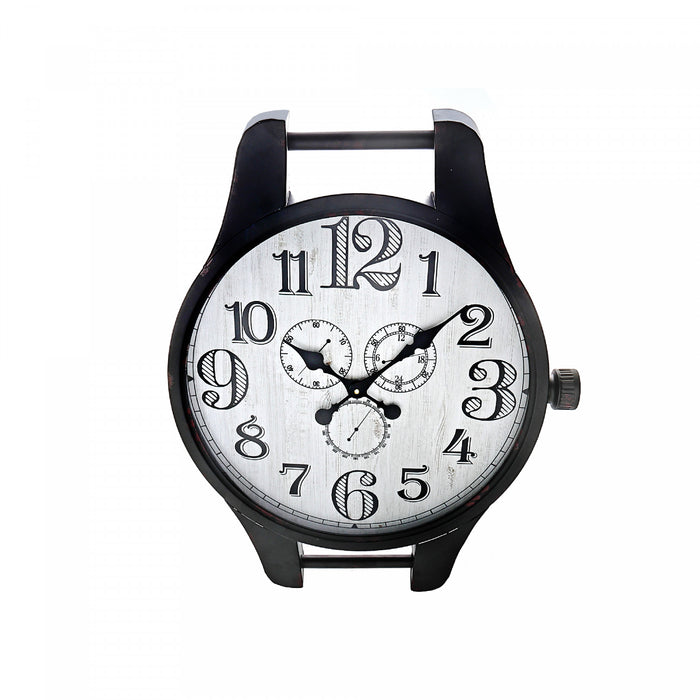 Horloge en forme de montre noire en métal
