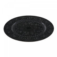 Assiette de présentation de 13 po noire ornée de bulbes de lys - ensemble de 6